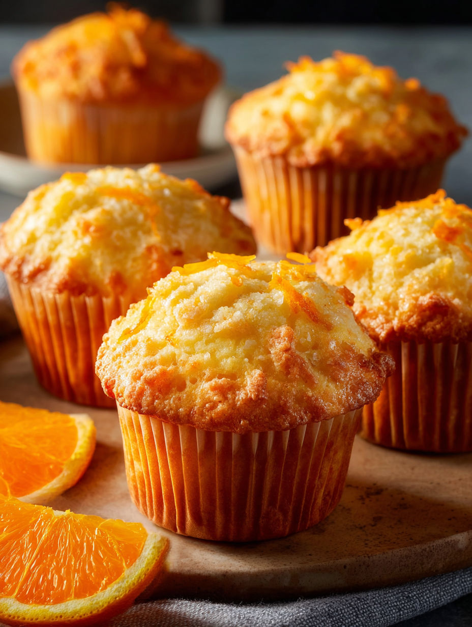 A plate of muffins with orange zest on top.