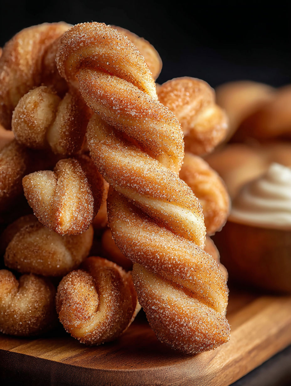 A pile of cinnamon sugar twists.