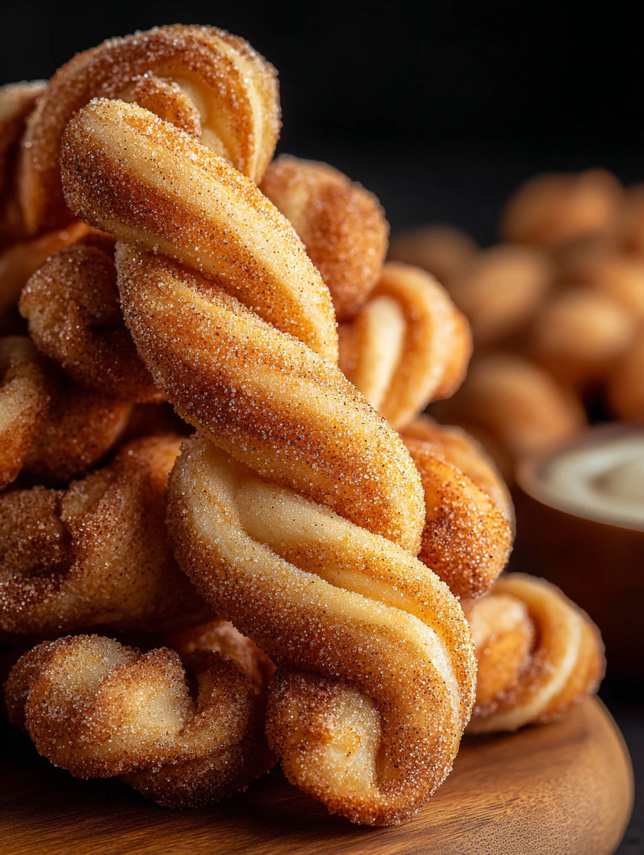 A stack of cinnamon sugar twists.