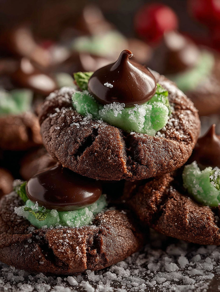 Chocolate mint truffles on a plate.