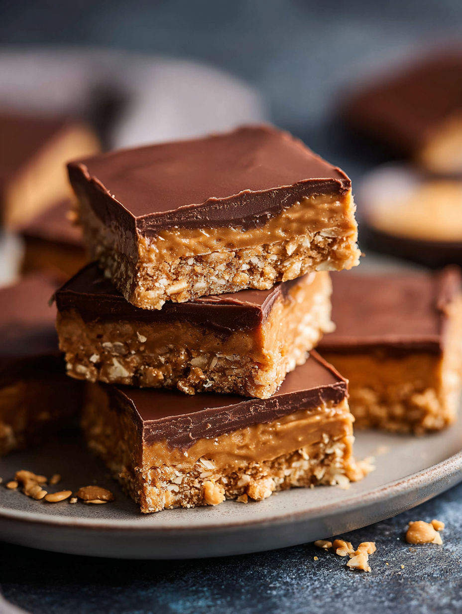 A stack of peanut butter bars.