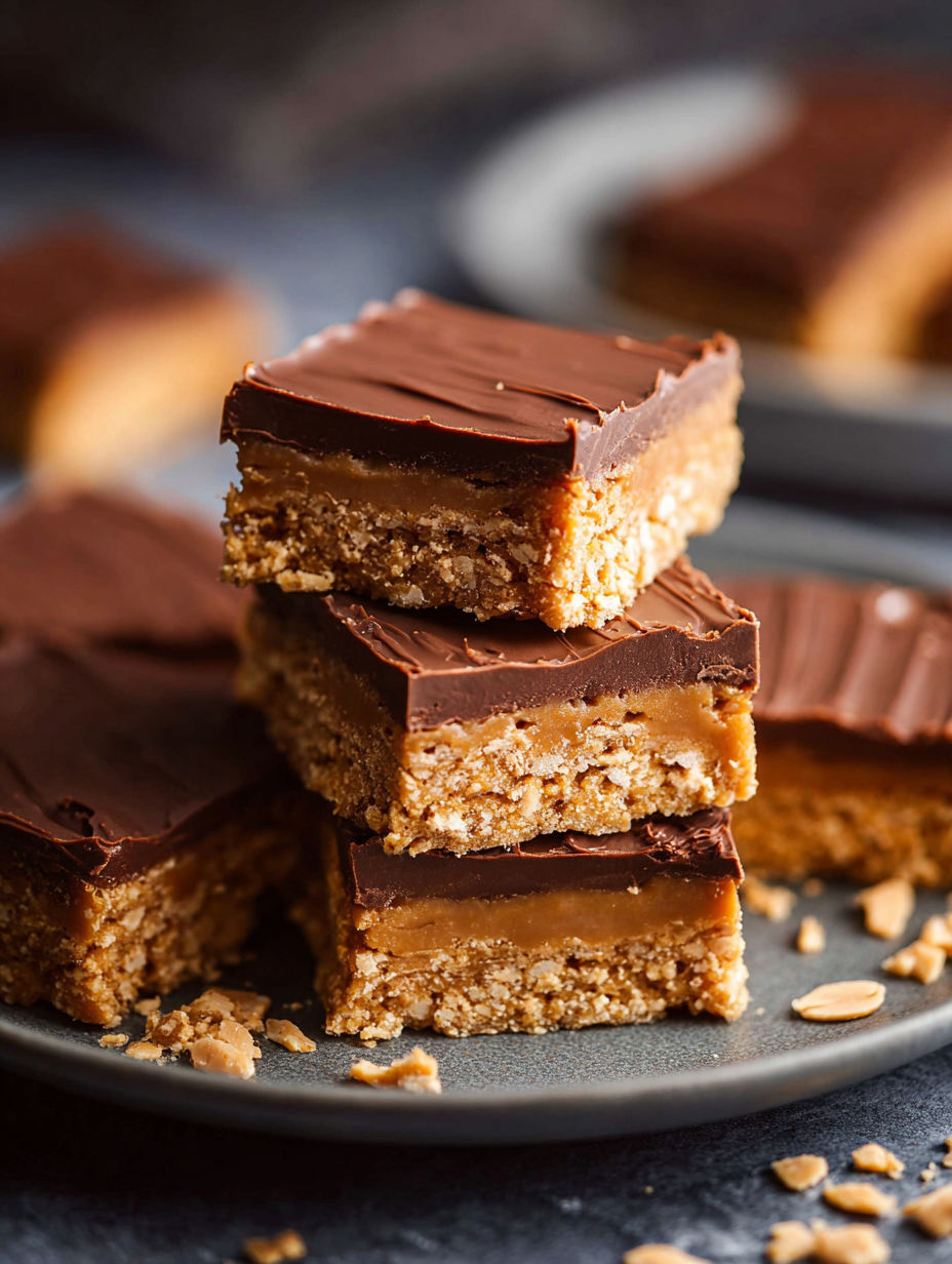 A plate of peanut butter bars.