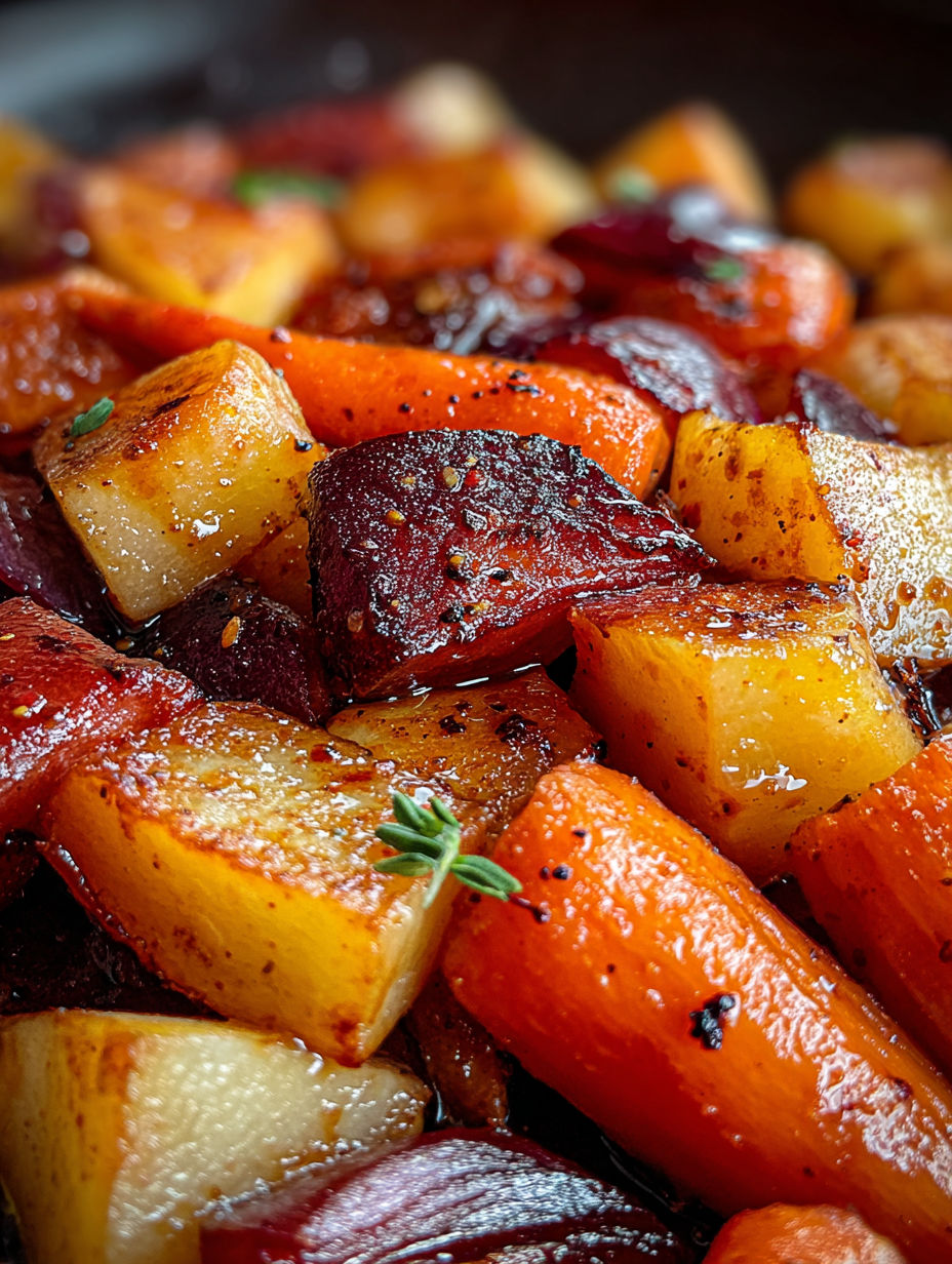 Maple Dijon Roasted Apples & Carrots.