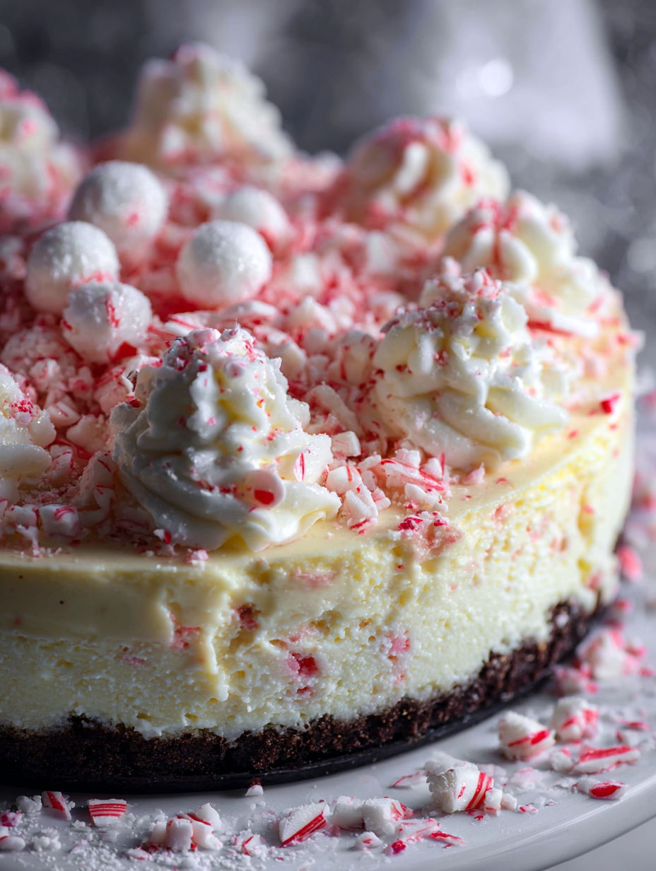 A slice of peppermint cheesecake.
