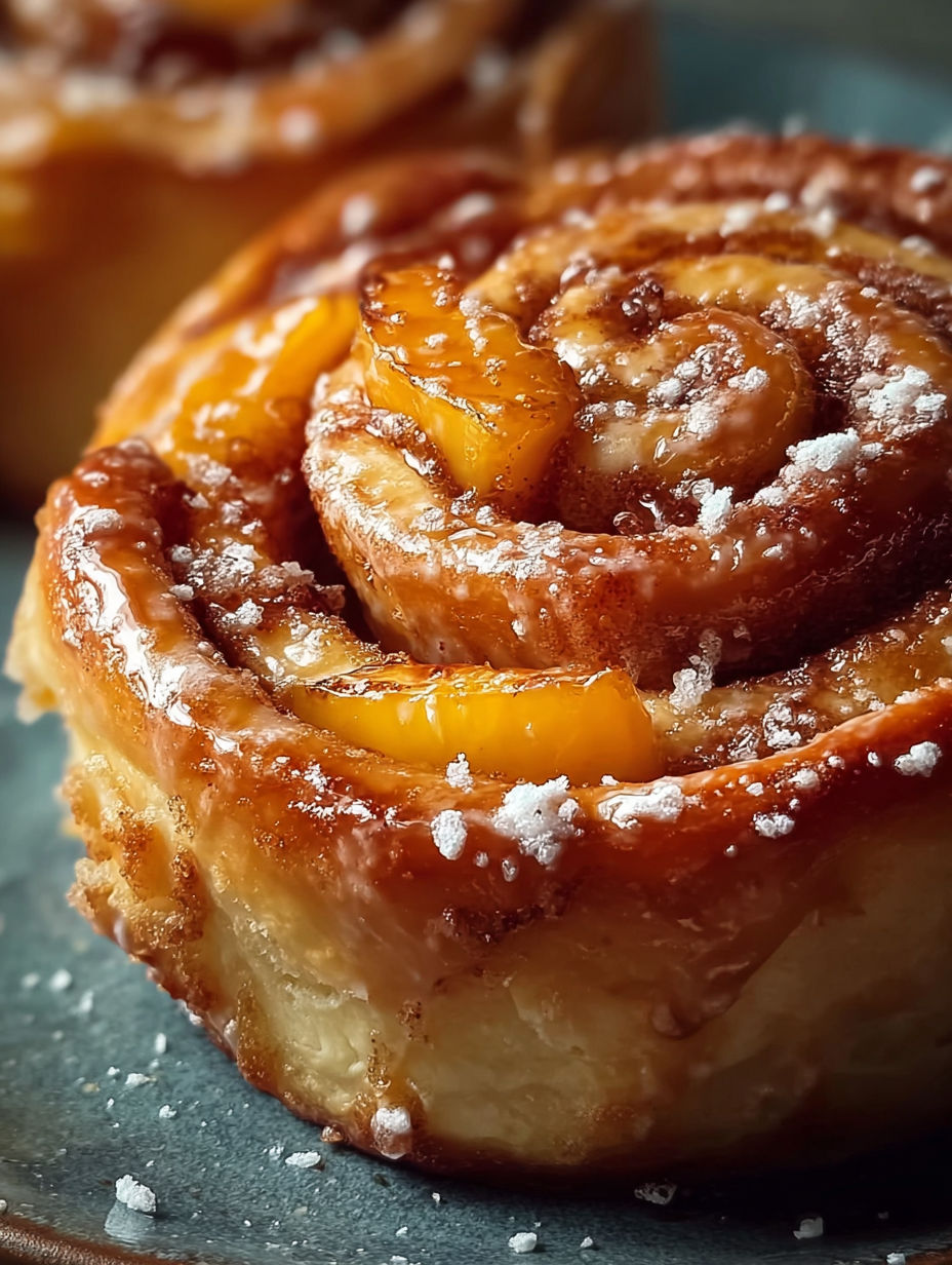 A peach pie cinnamon roll.