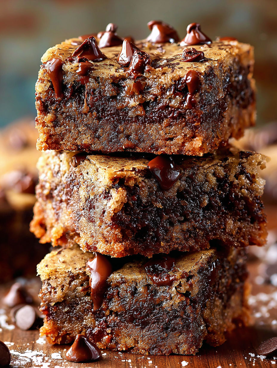 Three pieces of chocolate cake with chocolate drizzle.