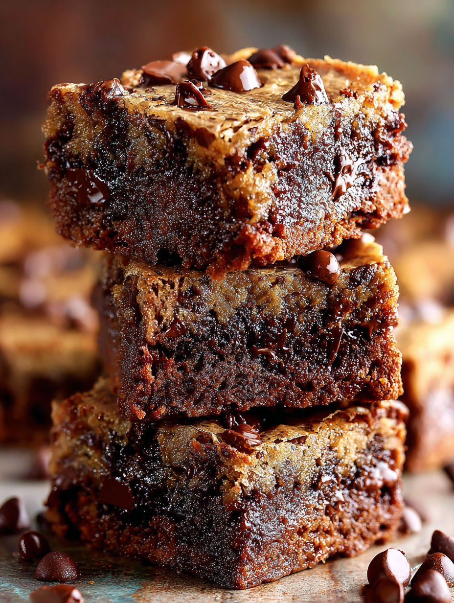Three pieces of chocolate cake.