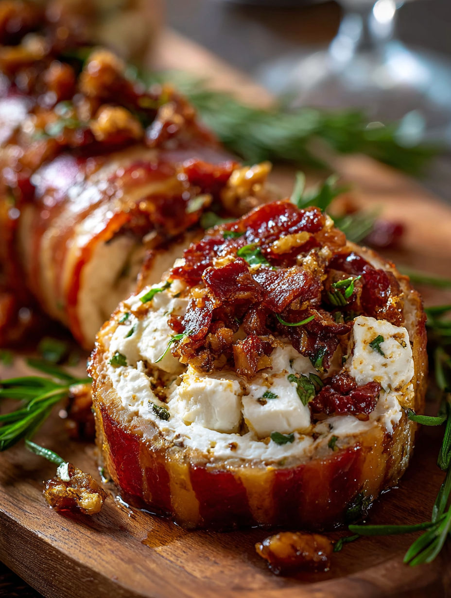 A log of bacon and goat cheese.