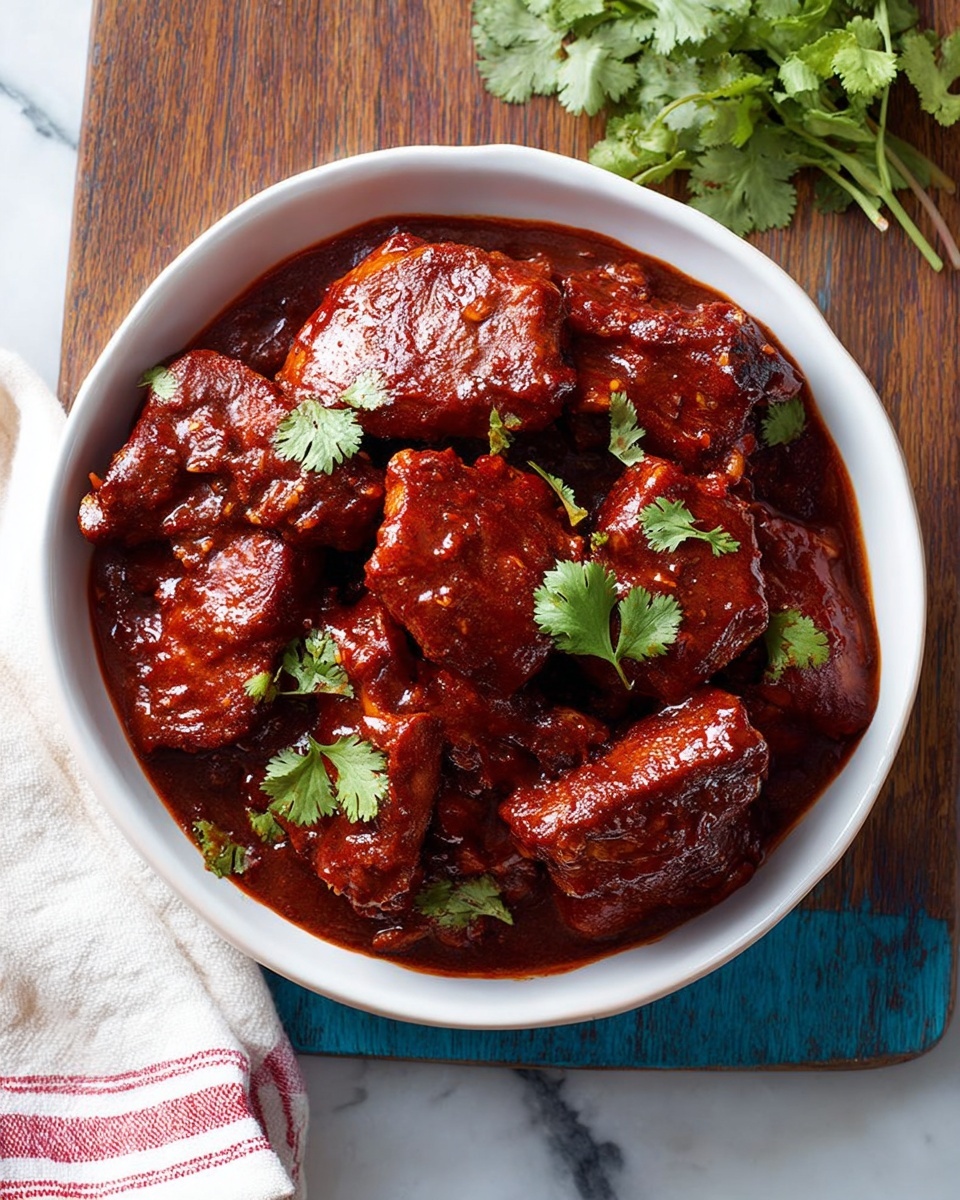 A bowl of Mexican chicken adobo.