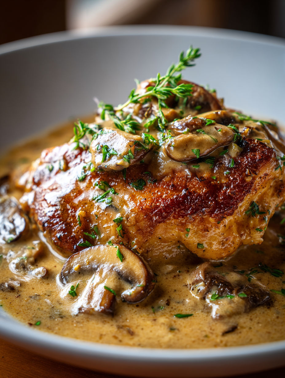 A close up of a crockpot chicken and gravy meal.