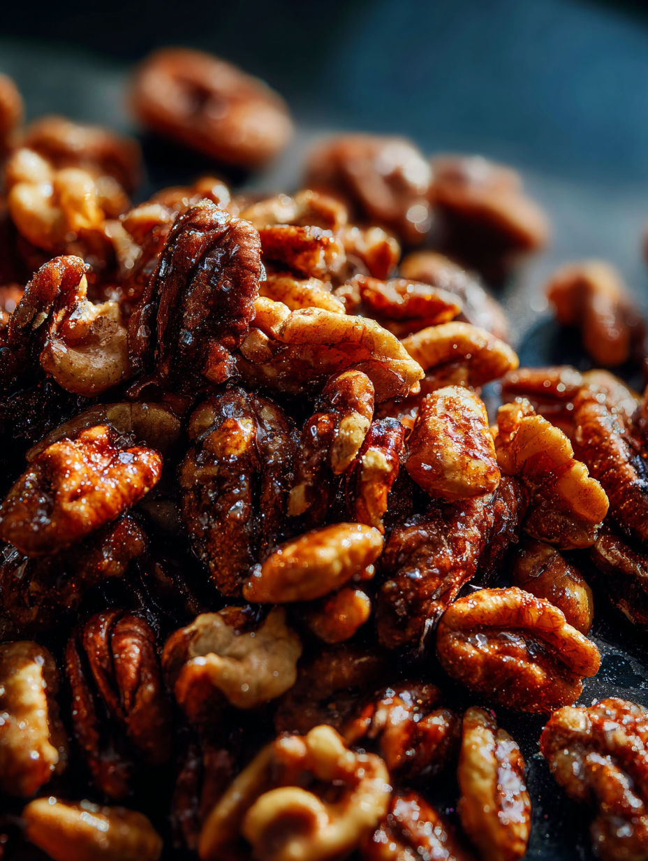 A close up of roasted nuts.