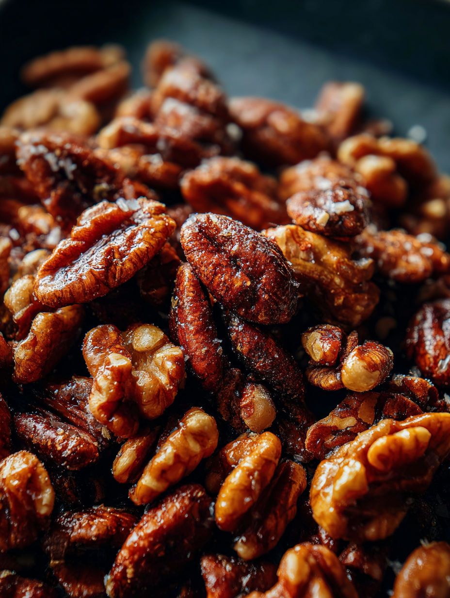 A close up of roasted nuts.