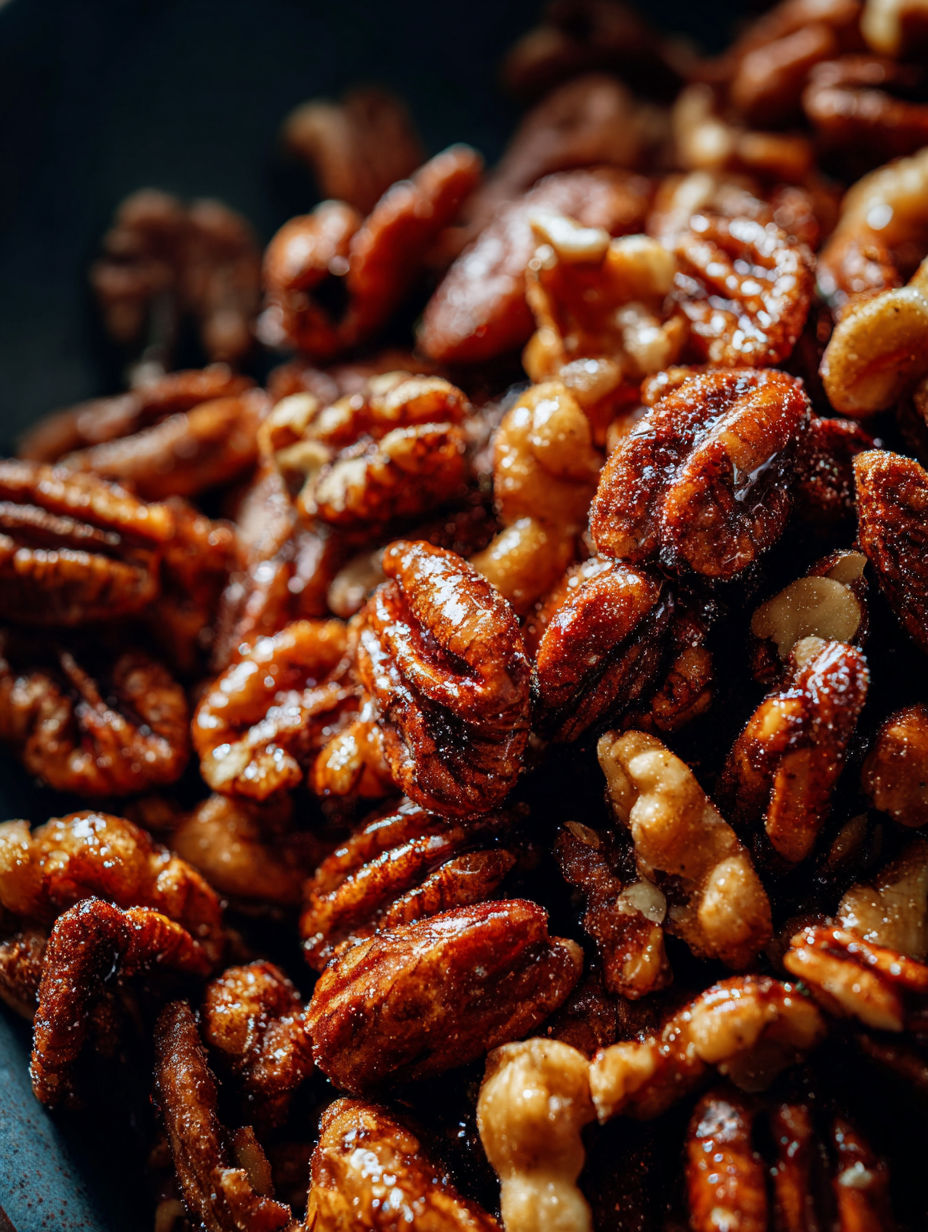 A close up of roasted nuts.