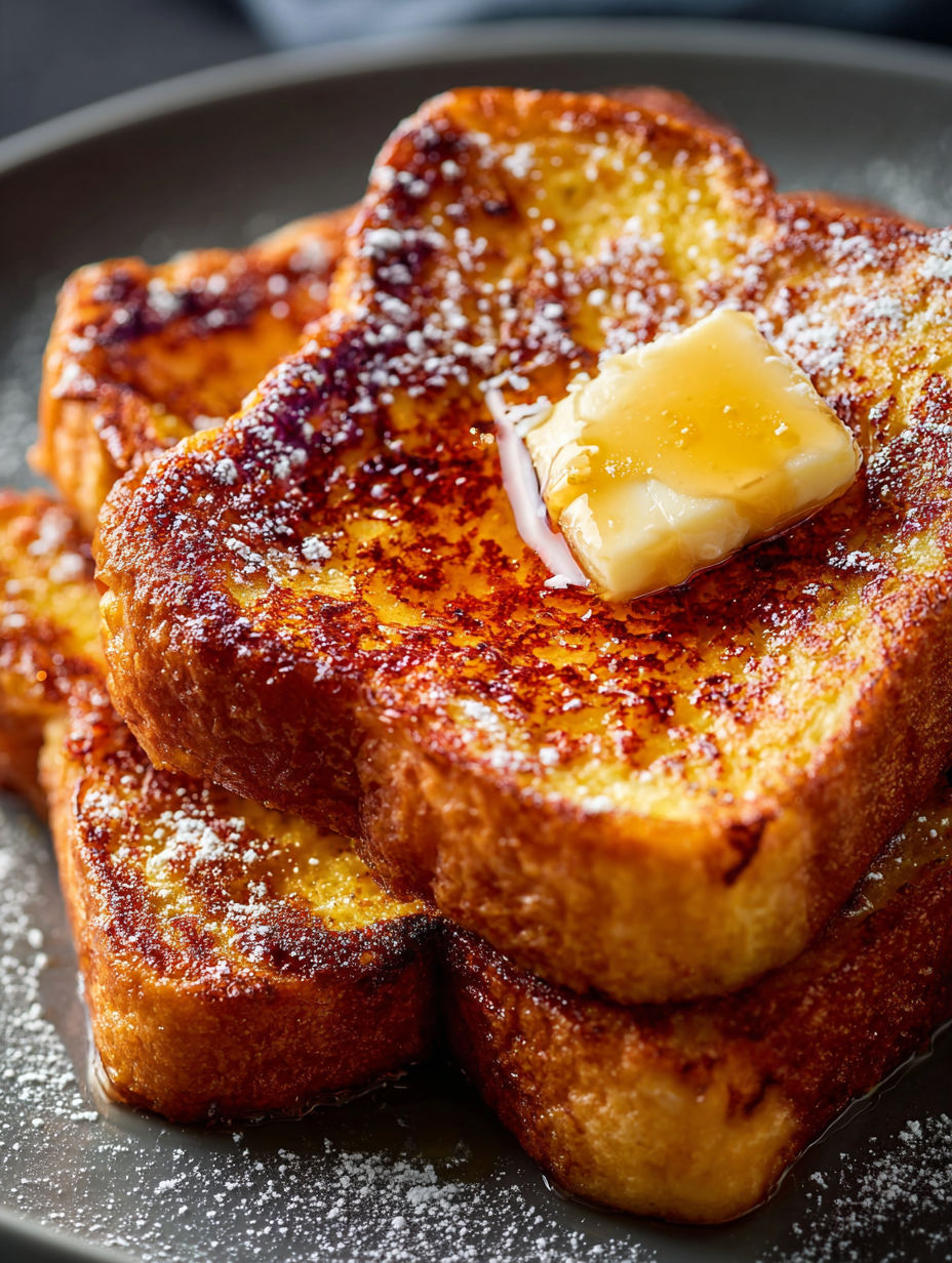 French toast with butter and syrup.