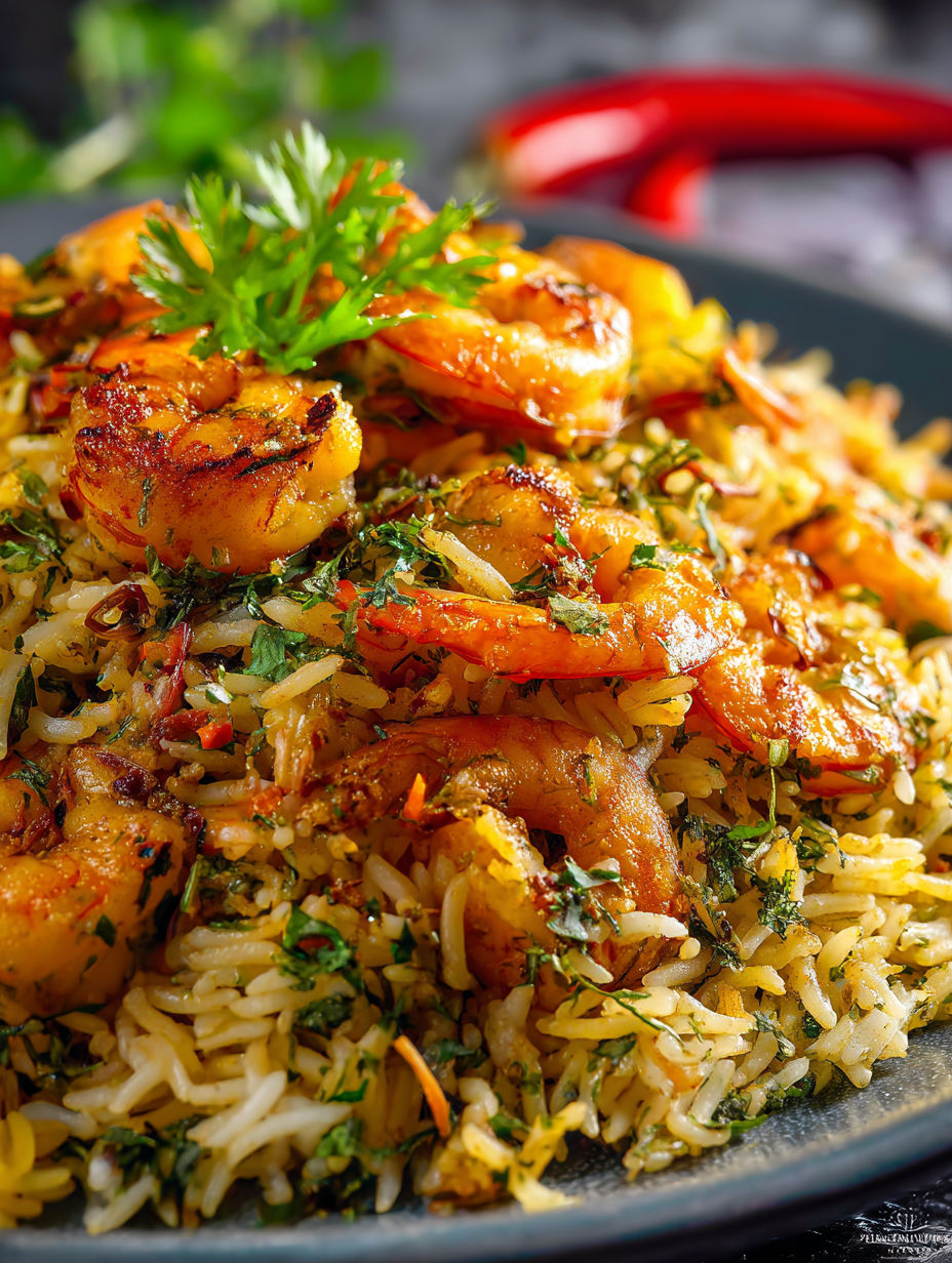 A plate of Persian Shrimp and Rice.