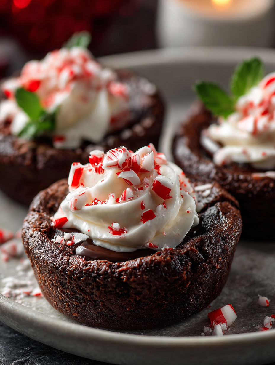 Chocolate Peppermint Cookie Cups with whipped cream.