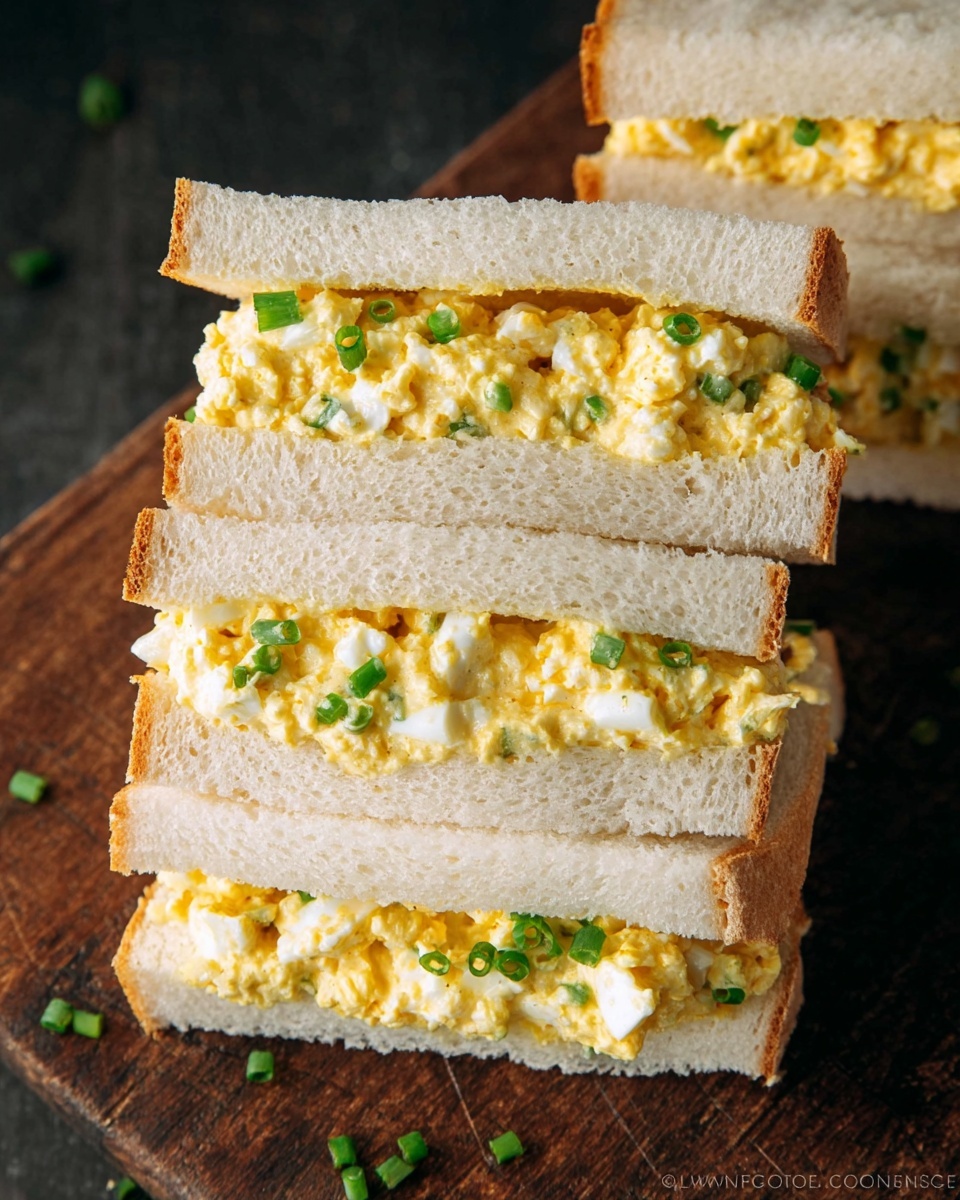 A stack of Japanese egg sandwiches.