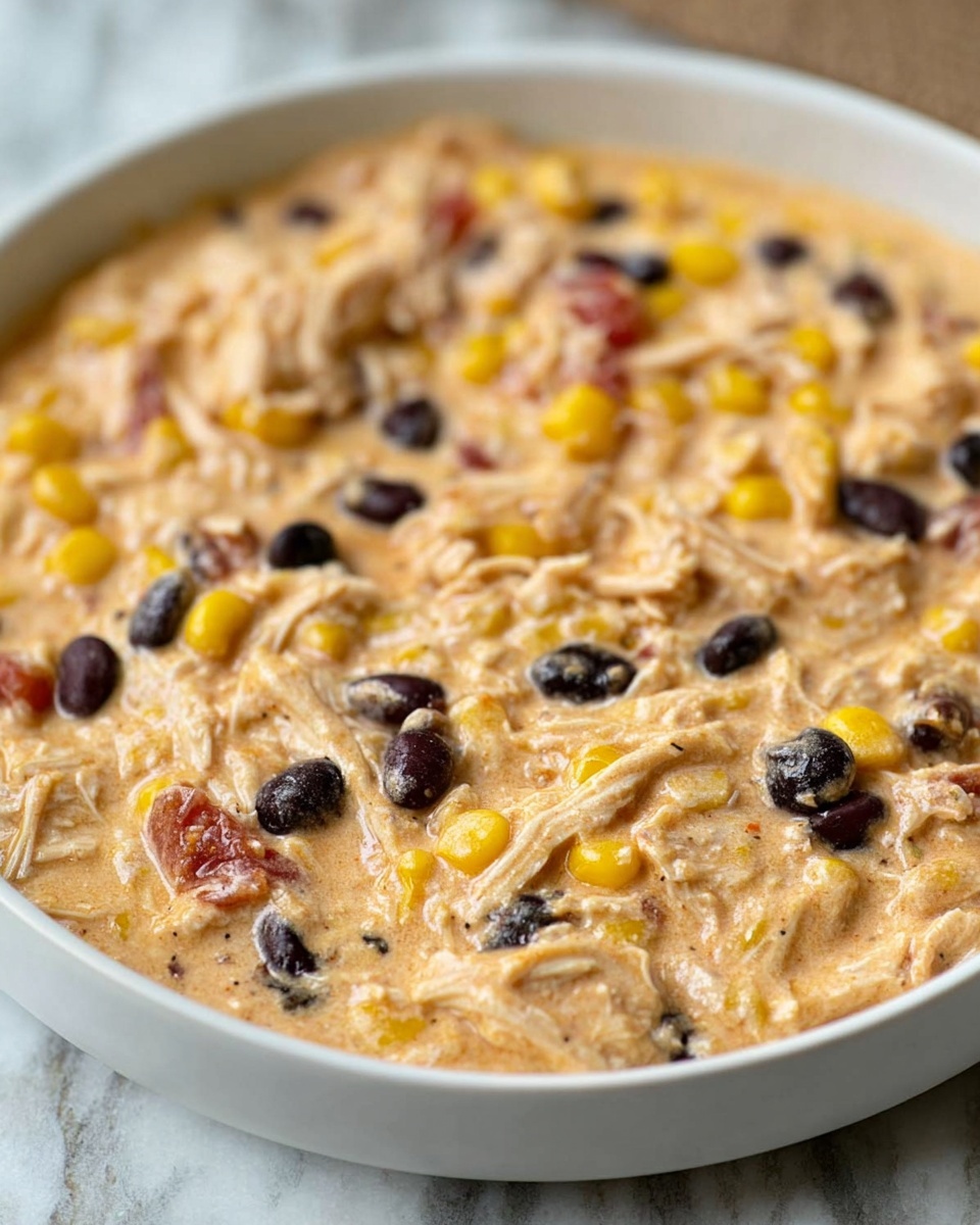 A white bowl filled with chicken chili.