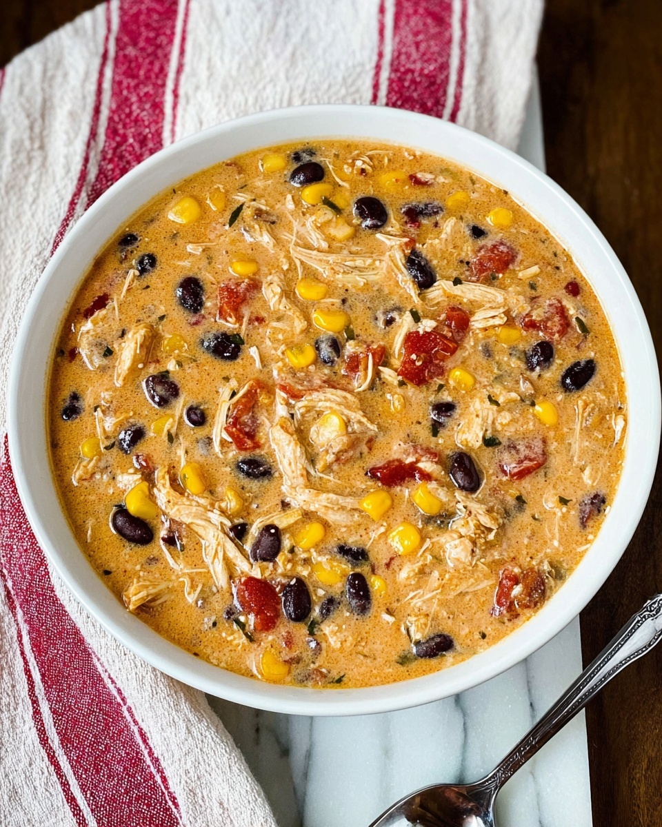 A bowl of chili with corn and beans.