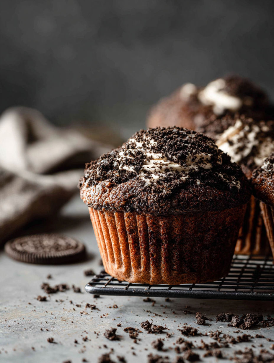 A cupcake with chocolate and white frosting.