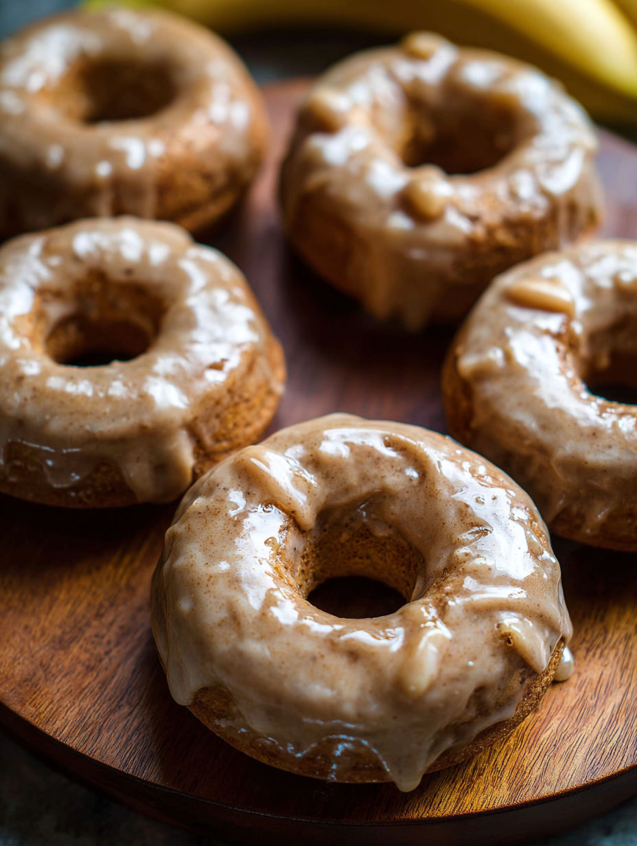 A plate of banana bread donuts.