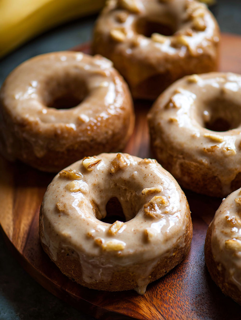 A plate of banana bread donuts.