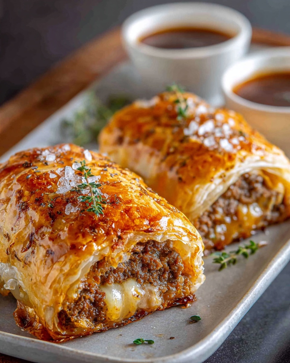 A plate of French onion sausage rolls.