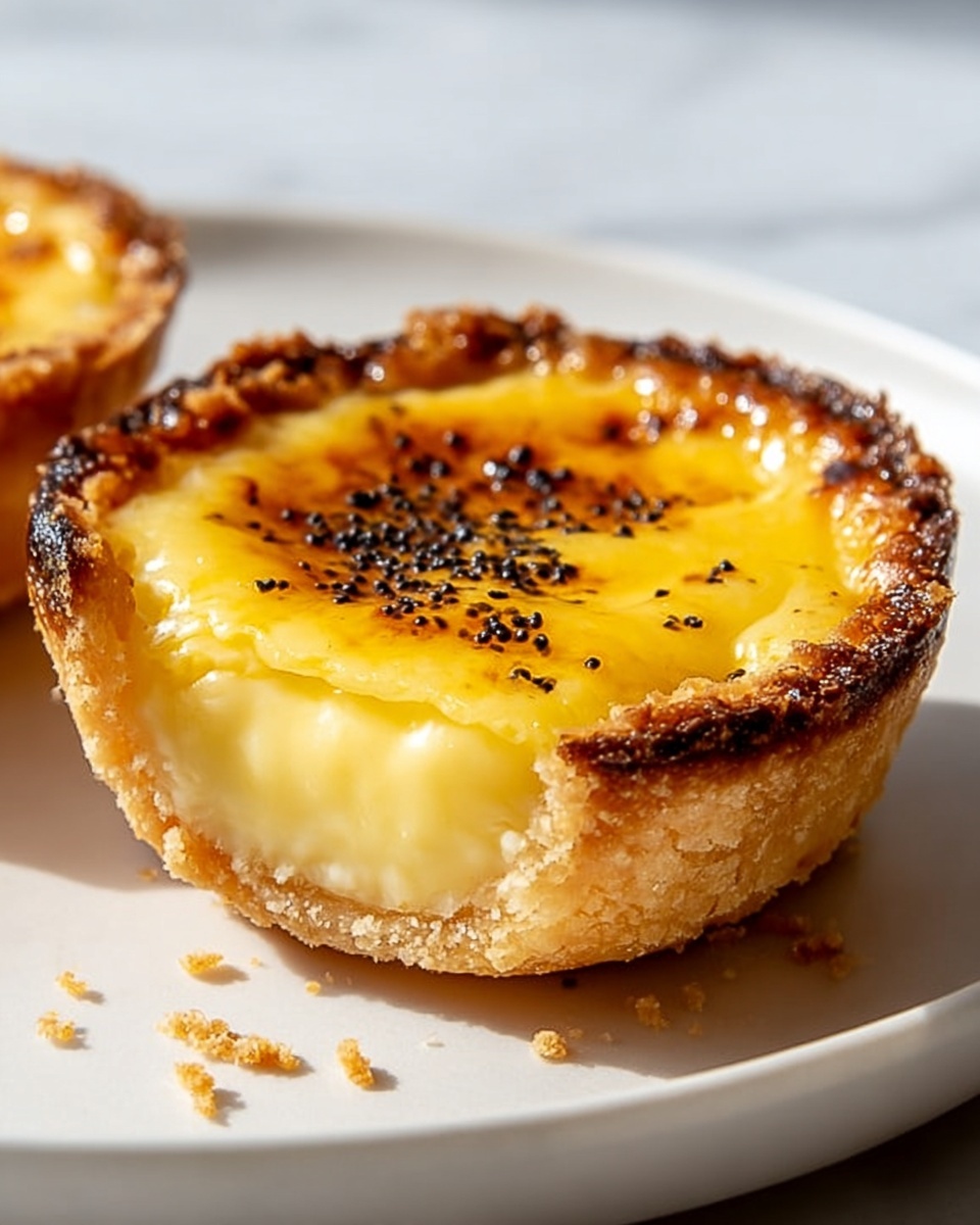 Two pastel de nata on a plate.
