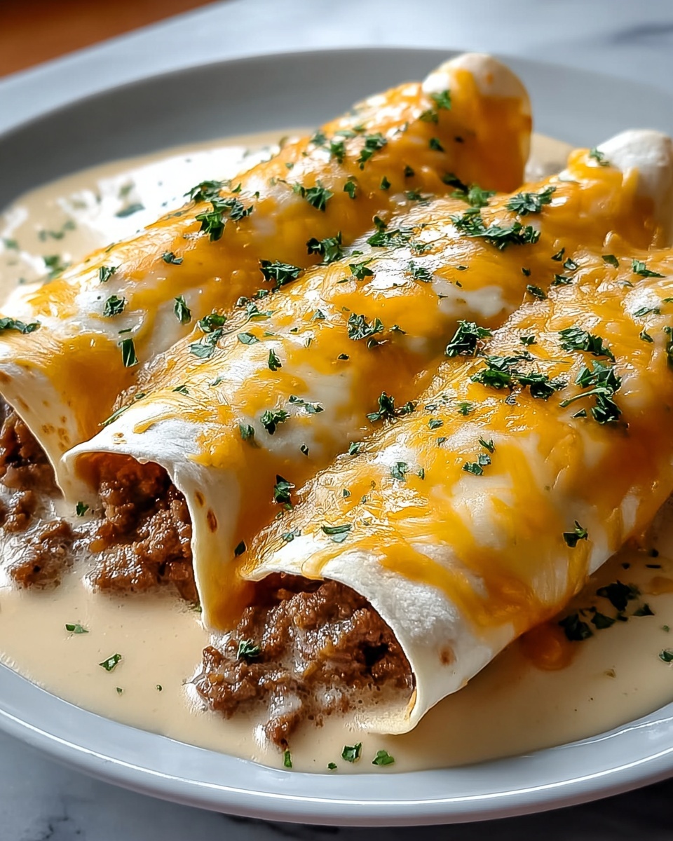Breakfast enchiladas with sausage.
