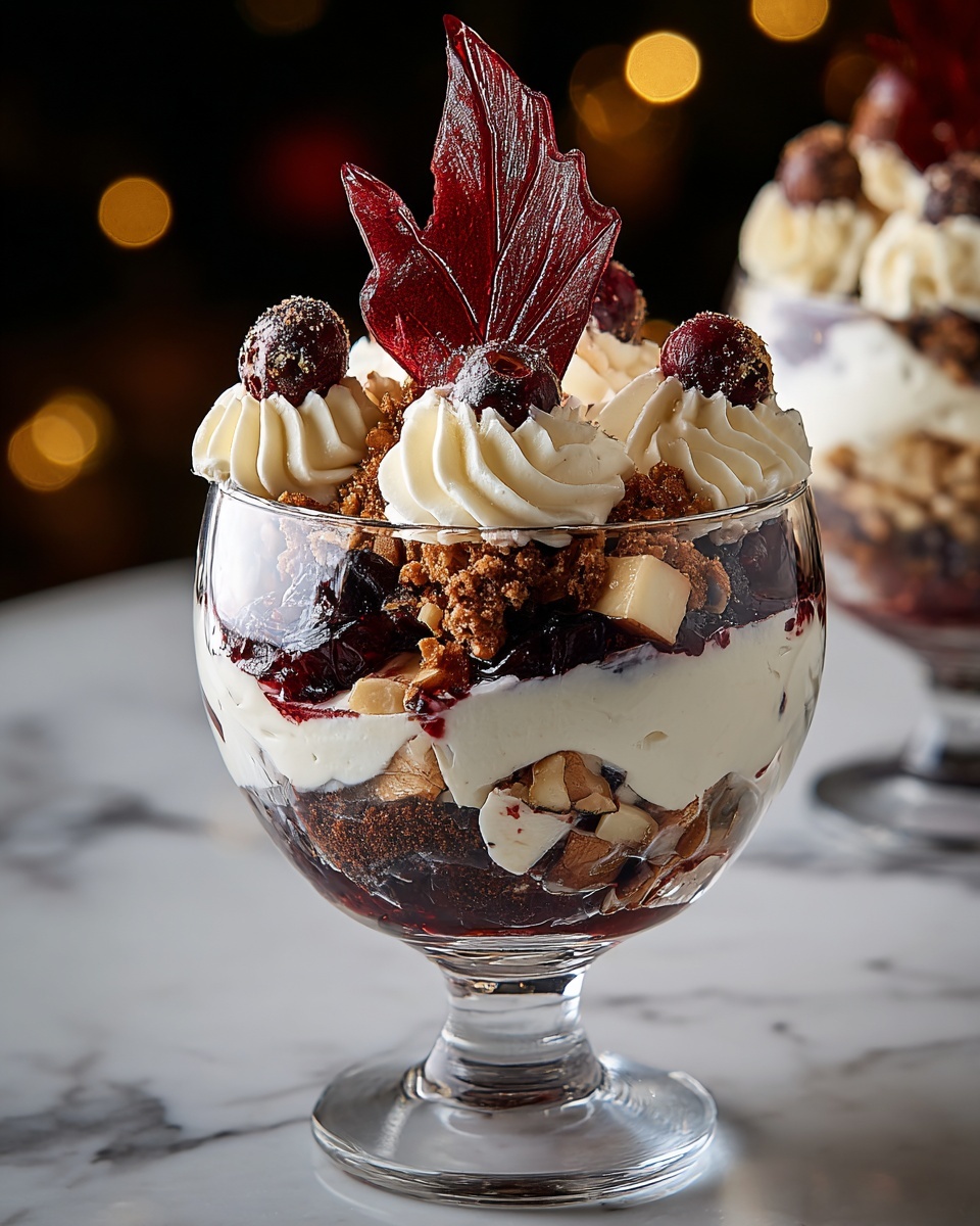 A glass of Black Forest Trifle.