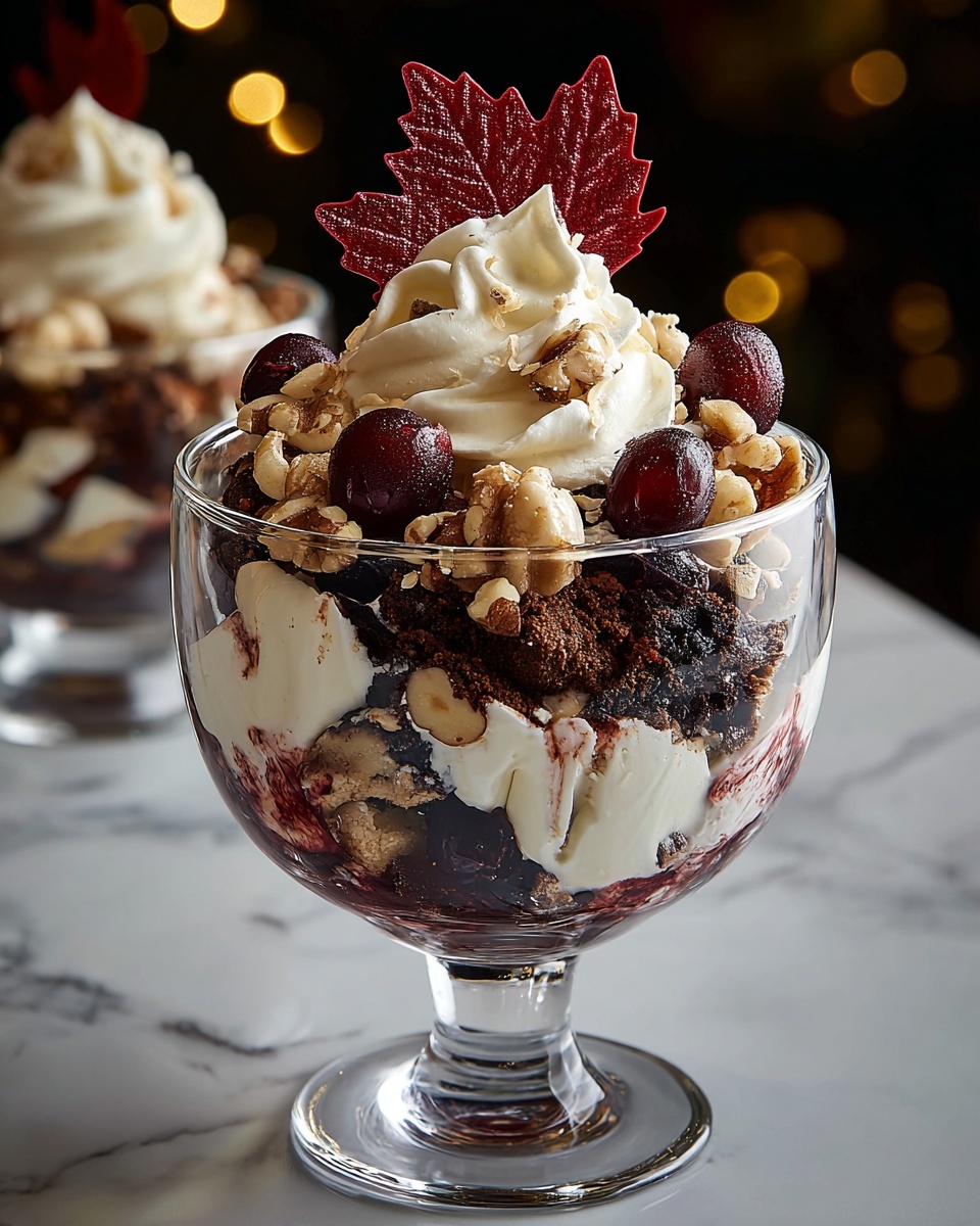 A glass of black forest trifle.
