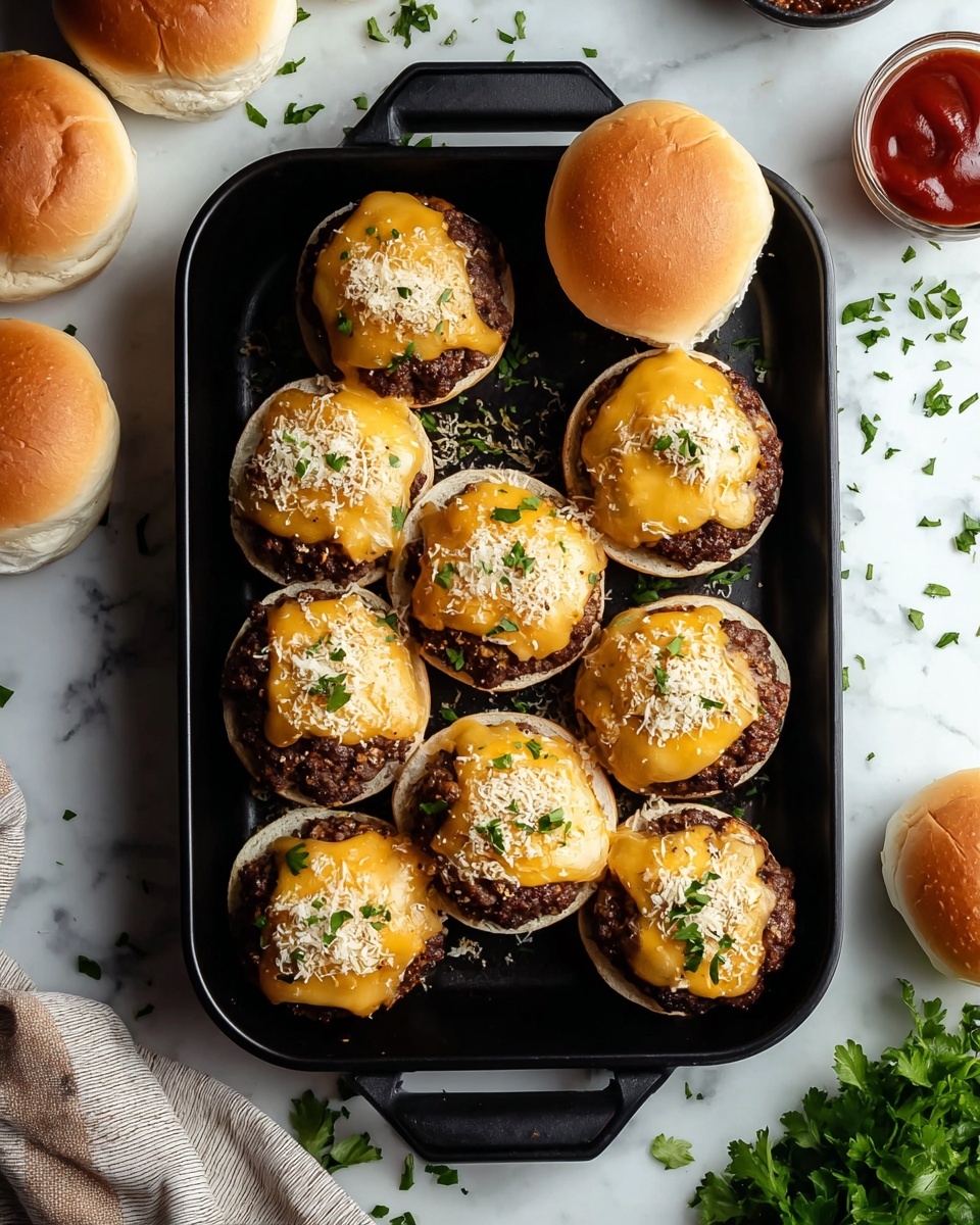 A tray of garlic parmesan cheeseburger bombs.
