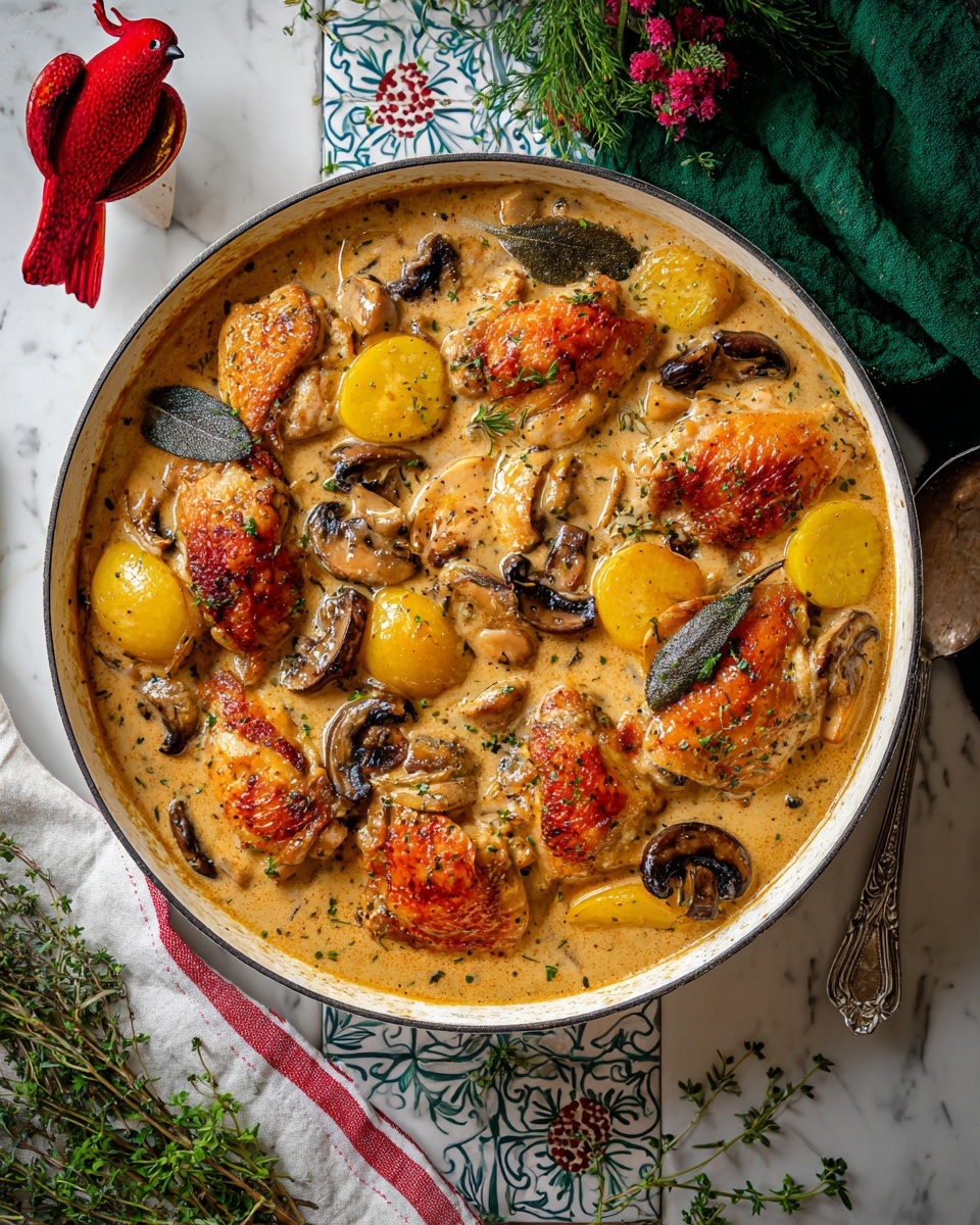 A pot of herb roasted chicken.