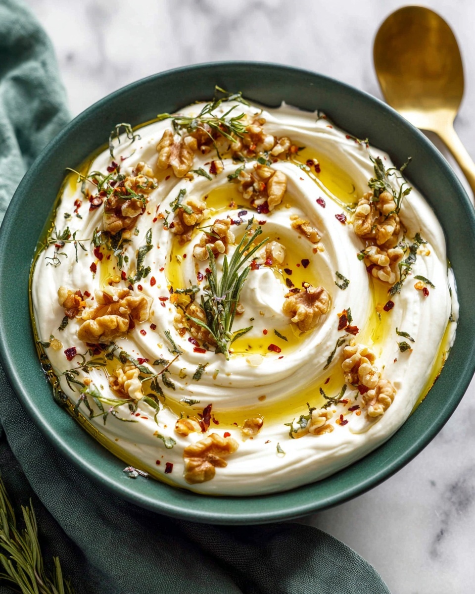 A bowl of spicy ricotta dip with hot honey.