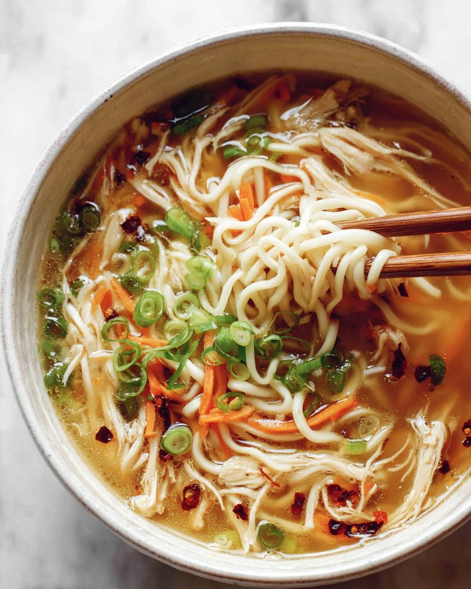 A bowl of soup with noodles and vegetables.