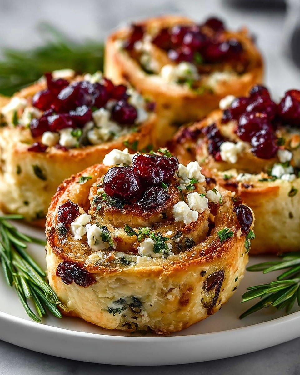 Cranberry Cream Cheese Pinwheels with Feta & Herbs.
