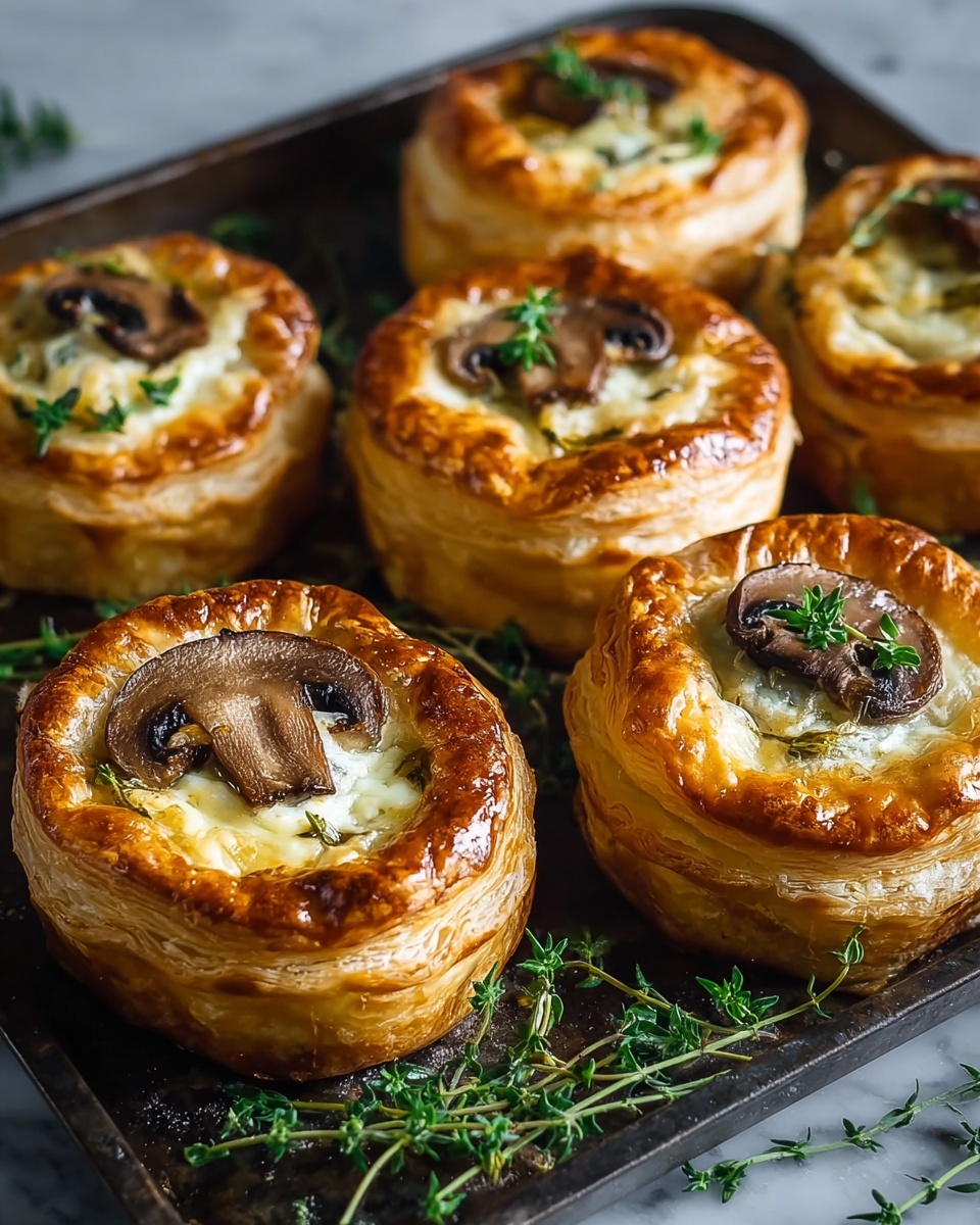 Mini mushroom and gruyere pot pies.