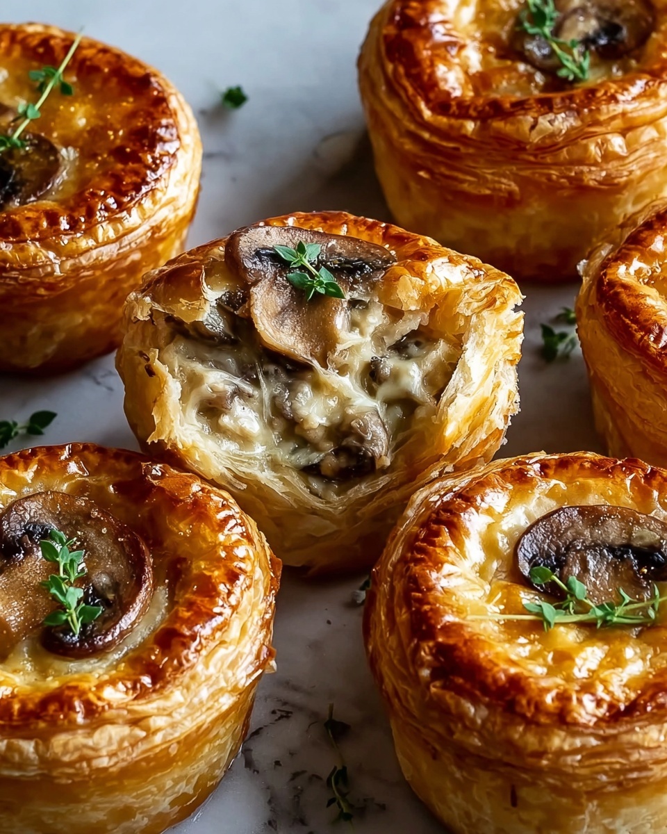 Mini mushroom and gruyere pot pies.