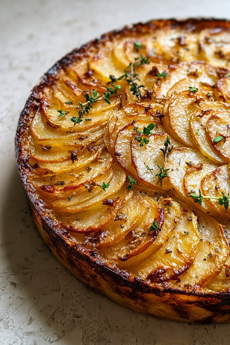 A delicious looking crispy balsamic thyme potato torte.