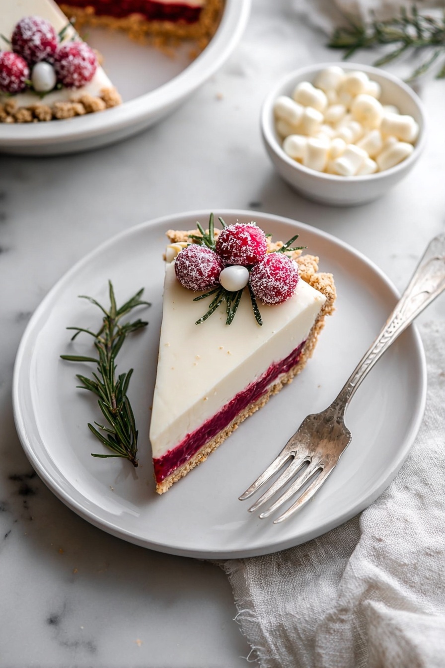 A slice of cranberry white chocolate tart.