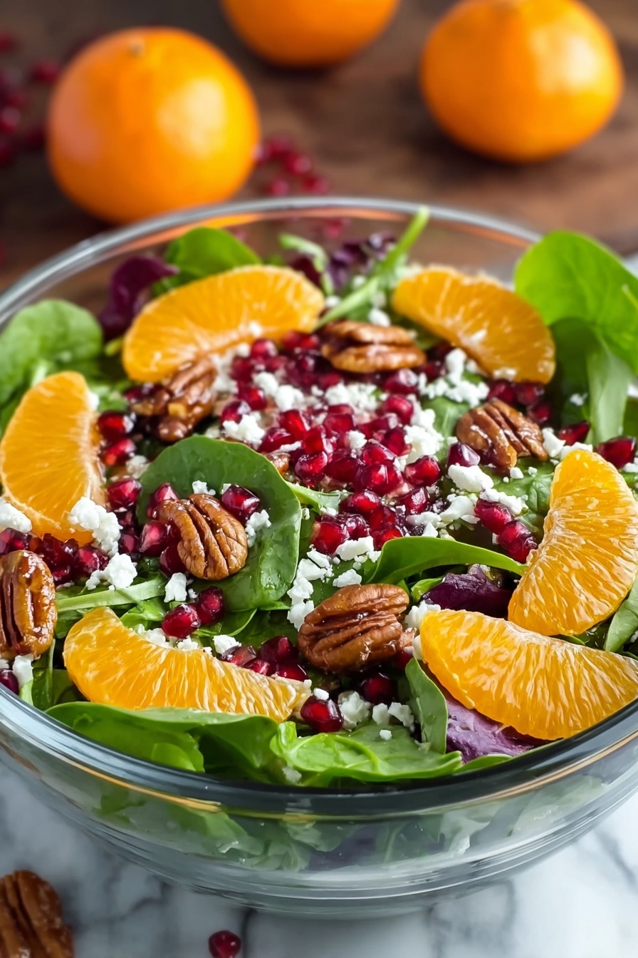 A bowl of salad with oranges, pomegranate, and walnuts.