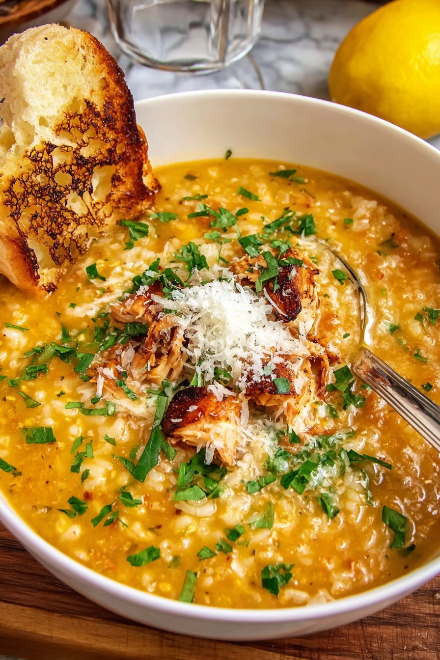 A bowl of Italian penicillin with a spoon in it.