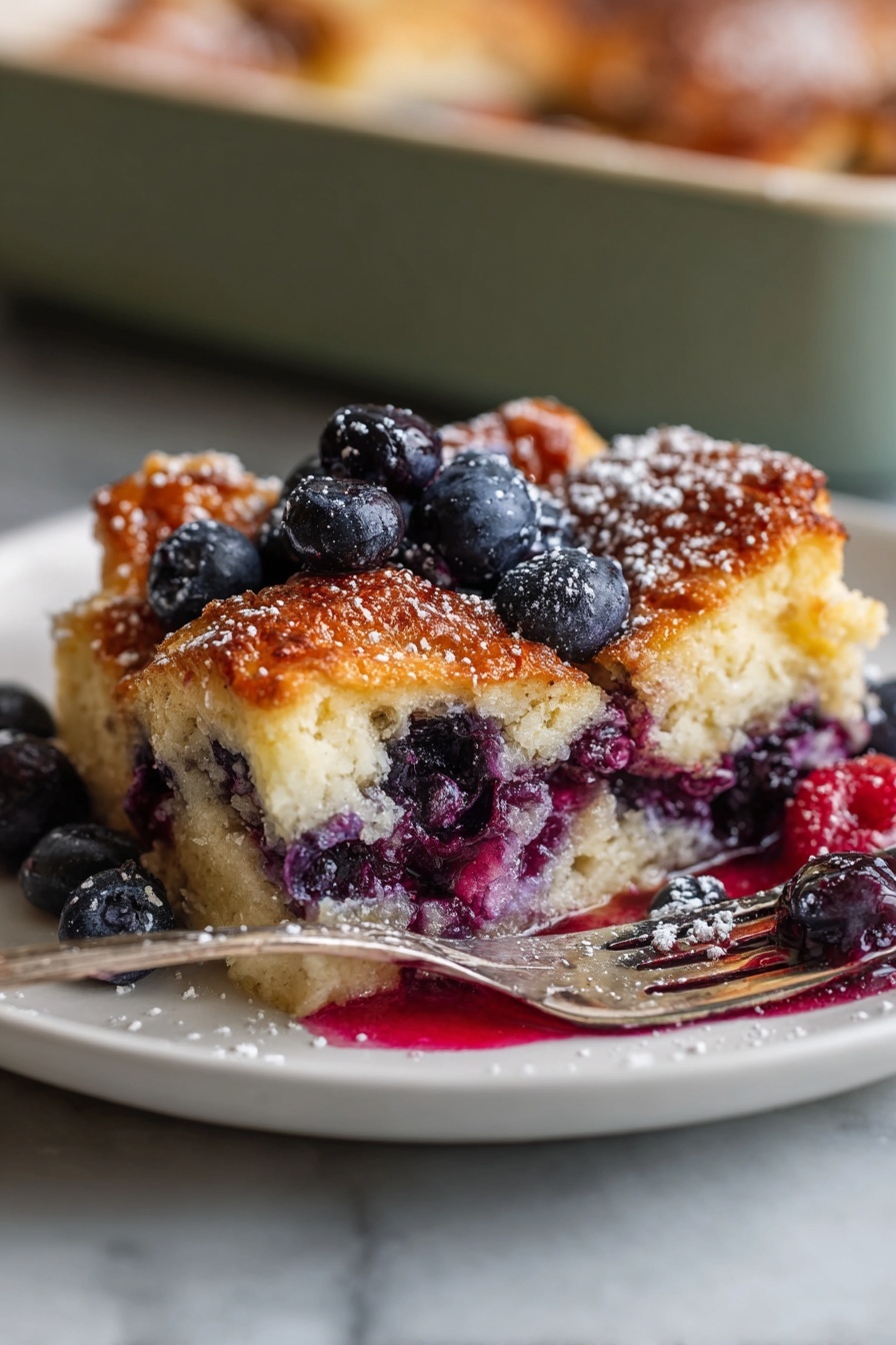 A slice of blueberry lemon French toast.
