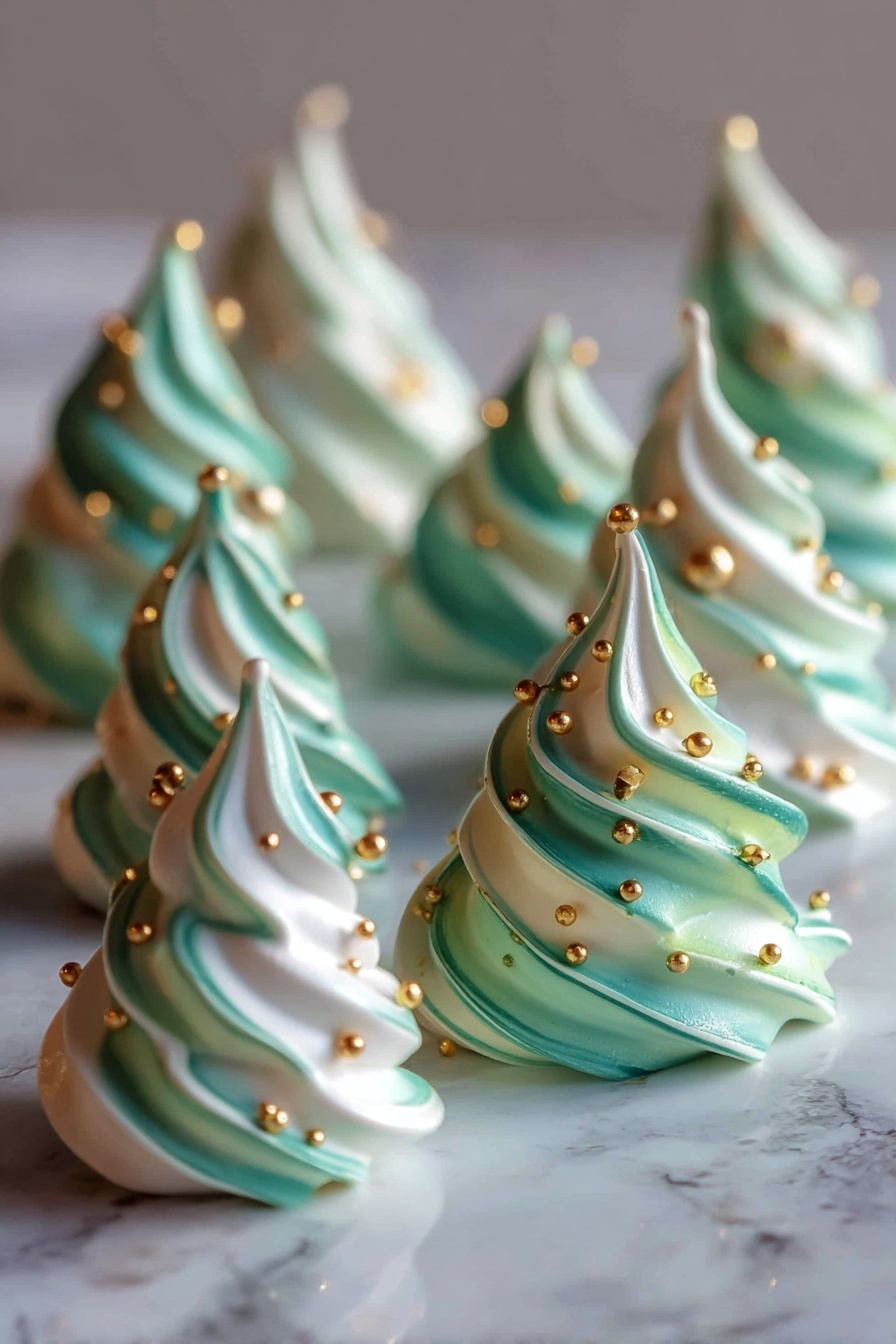 A close up of a blue and white meringue.