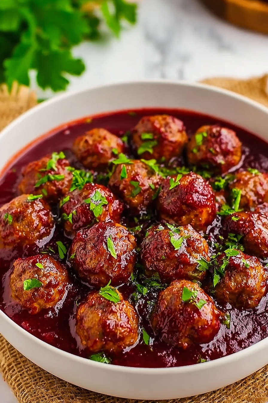 A bowl of meatballs in a red sauce.