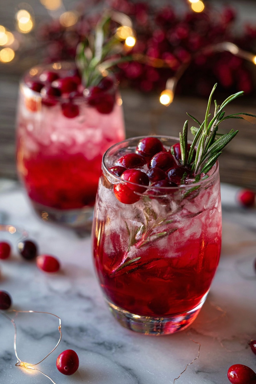 Two glasses of cranberry gin spritz.