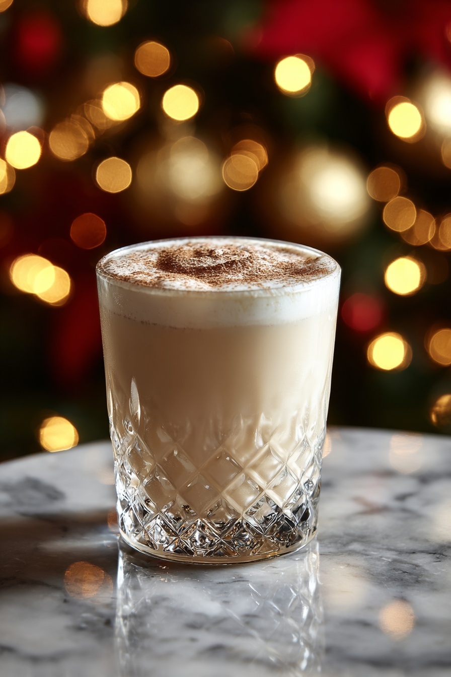 A glass of alcohol with cinnamon on top.