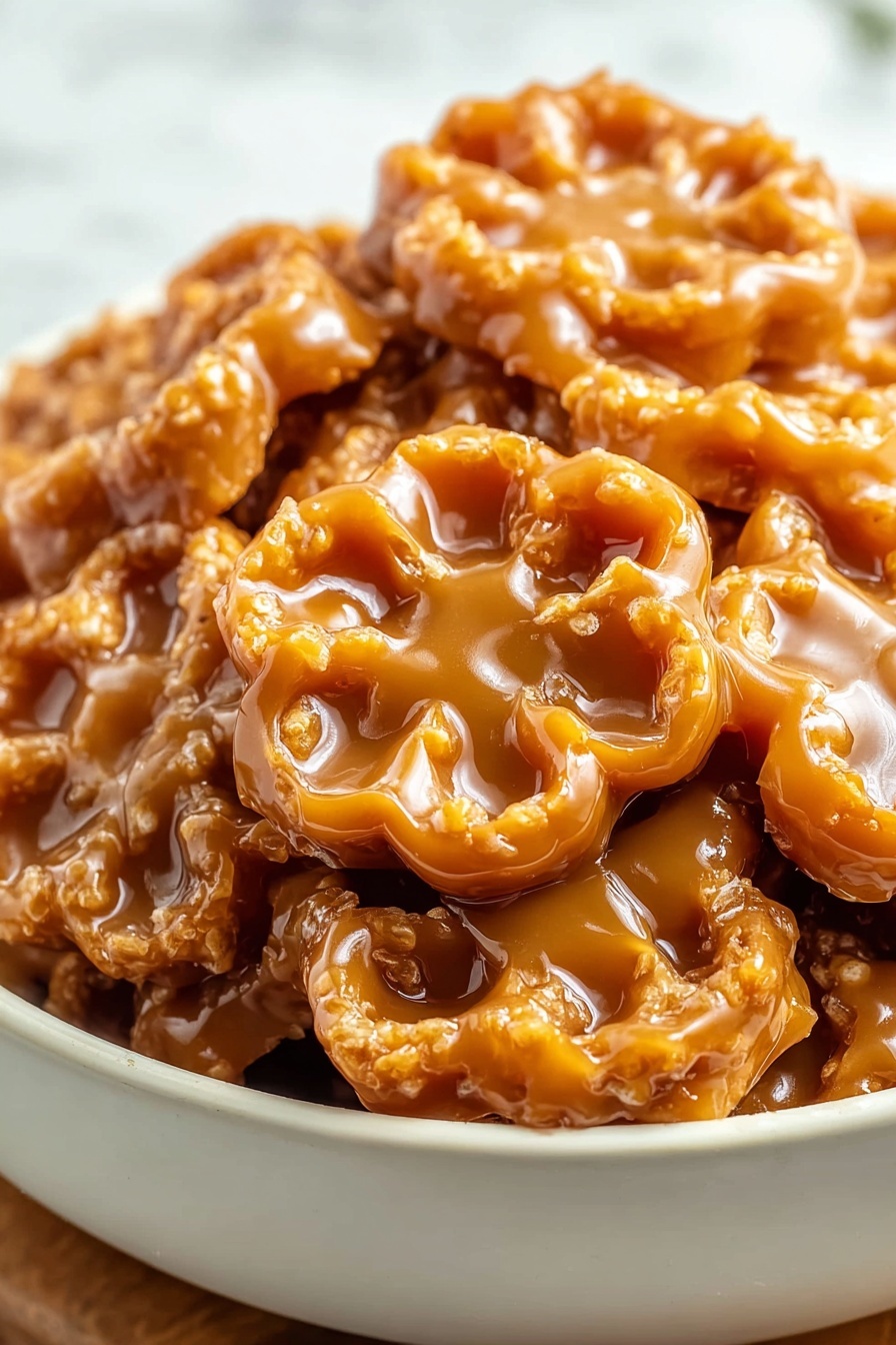 A bowl of butter toffee pretzels.