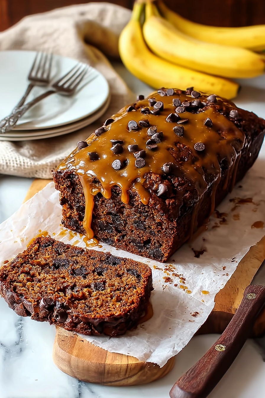 A slice of chocolate chunk banana bread.