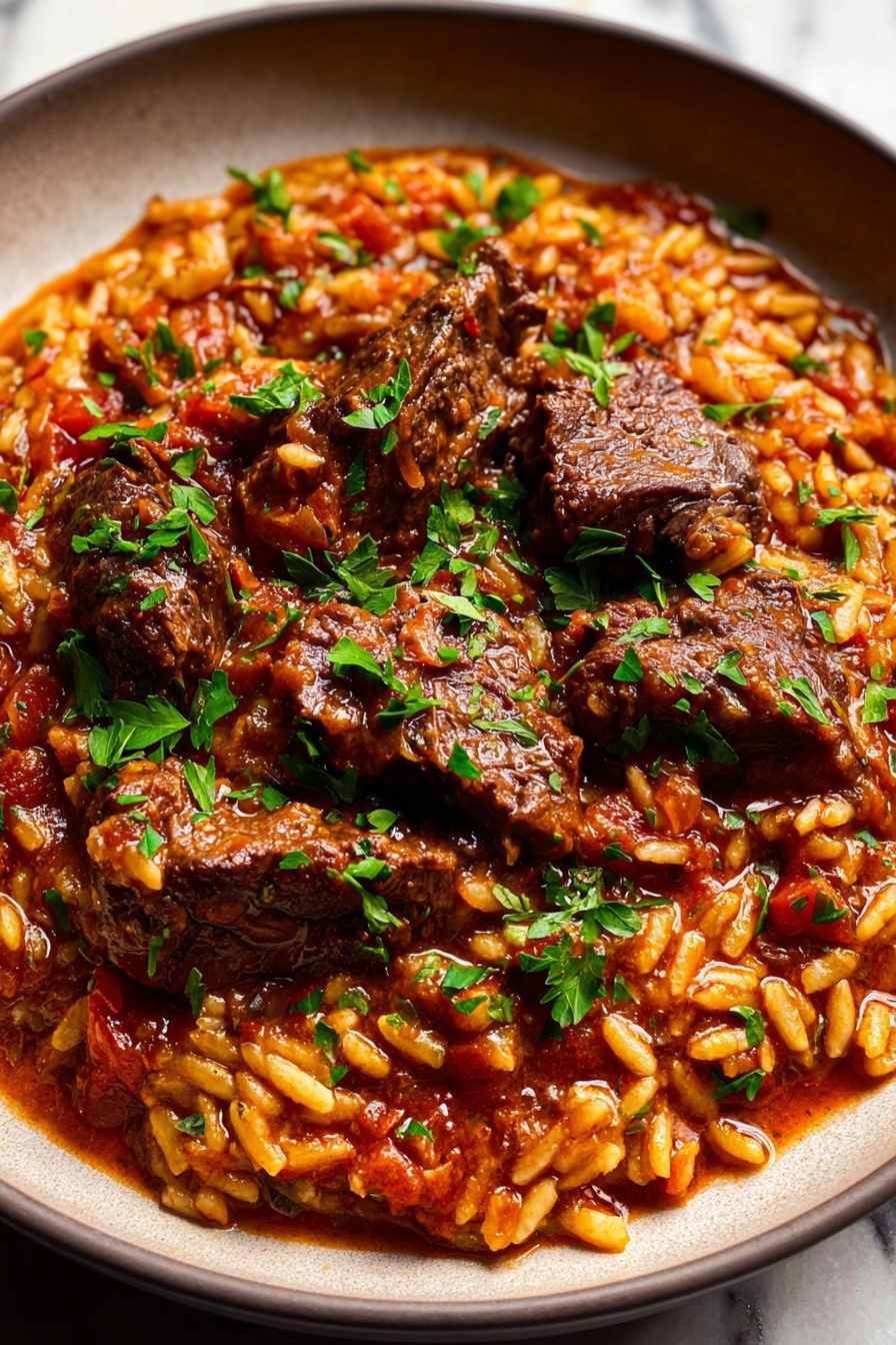 A close up of beef giouvetsi.